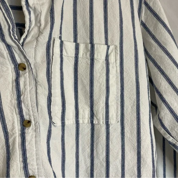 VELVET HEART Women’s Blue White Stripe Button Down Long Sleeve Size Large - Picture 4 of 11